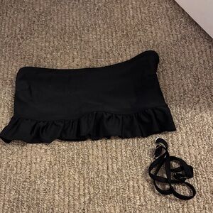 Black Ruffle Bandeau Swim Top